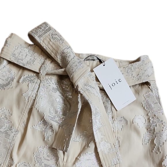 JOIE Floral Brocade Belted Cargo Crop Pants - Picture 5 of 10